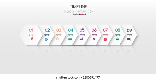 vector illustration Infographic design template with icons and 9 options or steps. Can be used for process, presentations, layout, banner,info graph.