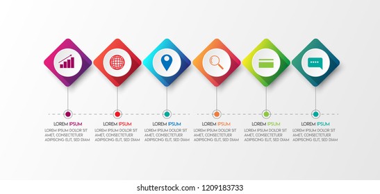 vector illustration Infographic design template with icons and 6 options or steps. Can be used for process, presentations, layout, banner,info graph.
