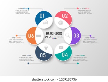 vector illustration Infographic design template with icons and 6 options or steps. Can be used for process, presentations, layout, banner,info graph.