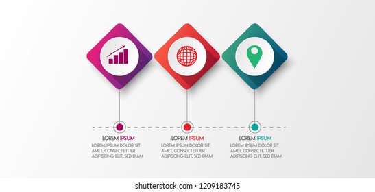 vector illustration Infographic design template with icons and 3 options or steps. Can be used for process, presentations, layout, banner,info graph.