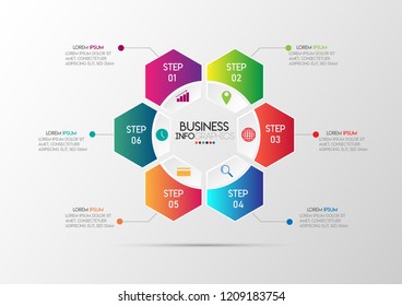 vector illustration Infographic design template with icons and 6 options or steps. Can be used for process, presentations, layout, banner,info graph.