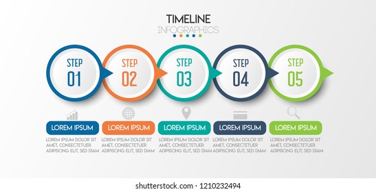 ilustración vectorial Plantilla de diseño infográfico con iconos y 5 opciones o pasos. Se puede utilizar para procesos, presentaciones, diseño, banner, gráfico de información.