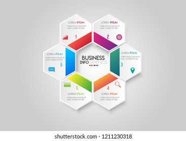 vector illustration Infographic design template with icons and 6 options or steps. Can be used for process, presentations, layout, banner,info graph.