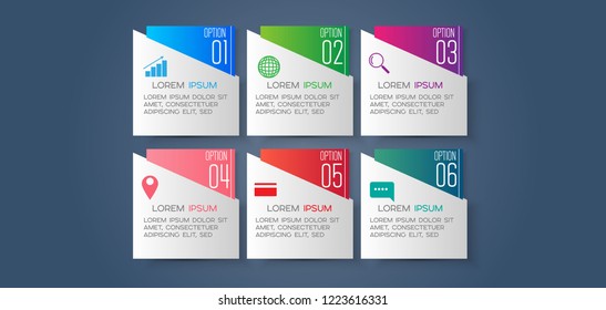 vector illustration Infographic design template with icons and 6 options or steps. Can be used for process, presentations, layout, banner,info graph.