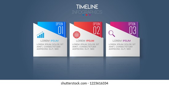 vector illustration Infographic design template with icons and 3 options or steps. Can be used for process, presentations, layout, banner,info graph.