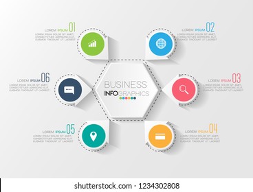 vector illustration Infographic design template with icons and 6 options or steps. Can be used for process, presentations, layout, banner,info graph.