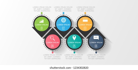 vector illustration Infographic design template with icons and 6 options or steps. Can be used for process, presentations, layout, banner,info graph.