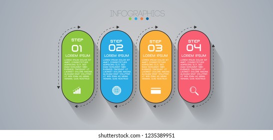 vector illustration Infographic design template with icons and 4 options or steps. Can be used for process, presentations, layout, banner,info graph.