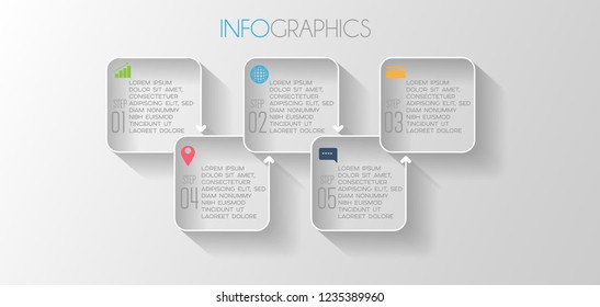 vector illustration Infographic design template with icons and 5 options or steps. Can be used for process, presentations, layout, banner,info graph.