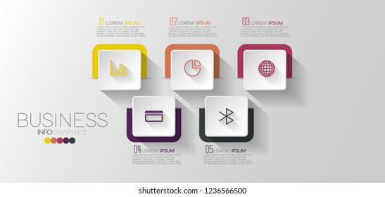 vector illustration Infographic design template with icons and 5 options or steps. Can be used for process, presentations, layout, banner,info graph.