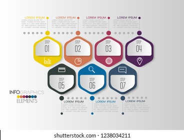 vector illustration Infographic design template with icons and 7 options or steps. Can be used for process, presentations, layout, banner,info graph.