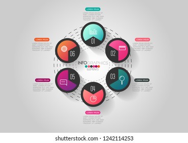 vector illustration Infographic design template with icons and 6 options or steps. Can be used for process, presentations, layout, banner,info graph.