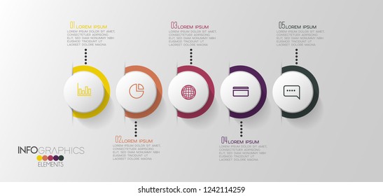 vector illustration Infographic design template with icons and 5 options or steps. Can be used for process, presentations, layout, banner,info graph.