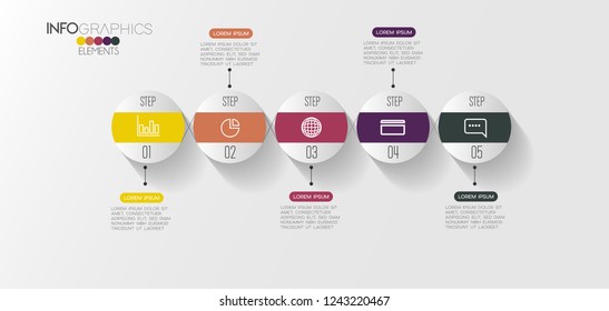 vector illustration Infographic design template with icons and 5 options or steps. Can be used for process, presentations, layout, banner,info graph.