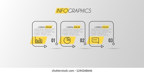 ilustración vectorial Plantilla de diseño infográfico con iconos y 3 opciones o pasos. Se puede utilizar para procesos, presentaciones, diseño, banner, gráfico de información.
