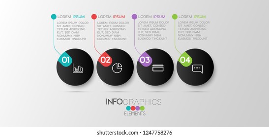 vector illustration Infographic design template with icons and 4 options or steps. Can be used for process, presentations, layout, banner,info graph.
