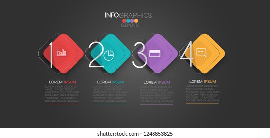 vector illustration Infographic design template with icons and 4 options or steps. Can be used for process, presentations, layout, banner,info graph.