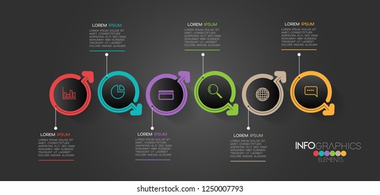 vector illustration Infographic design template with icons and 6 options or steps. Can be used for process, presentations, layout, banner,info graph.