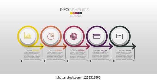 vector illustration Infographic design template with icons and 5 options or steps. Can be used for process, presentations, layout, banner,info graph.