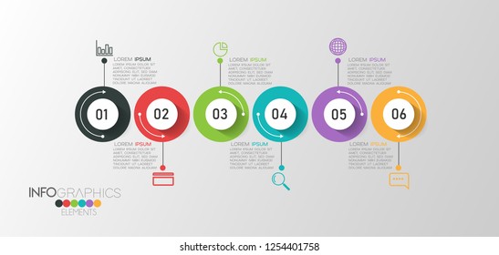 vector illustration Infographic design template with icons and 6 options or steps. Can be used for process, presentations, layout, banner,info graph.