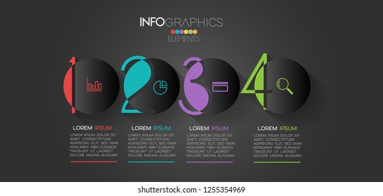 vector illustration Infographic design template with icons and 4 options or steps. Can be used for process, presentations, layout, banner,info graph.