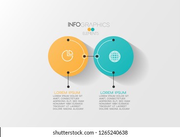 vector illustration Infographic design template with icons and 2 options or steps. Can be used for process, presentations, layout, banner,info graph. 