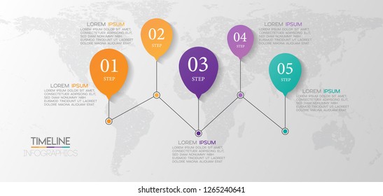 ilustración vectorial Plantilla de diseño infográfico con iconos y 5 opciones o pasos. Se puede utilizar para procesos, presentaciones, diseño, banner, gráfico de información. 