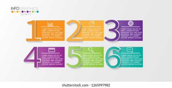 vector illustration Infographic design template with icons and 6 options or steps. Can be used for process, presentations, layout, banner,info graph. 