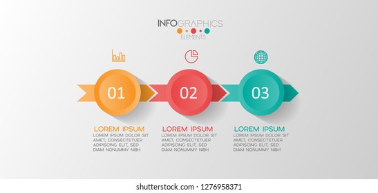 vector illustration Infographic design template with icons and 3 options or steps. Can be used for process, presentations, layout, banner,info graph. 