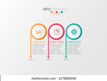 vector illustration Infographic design template with icons and 3 options or steps. Can be used for process, presentations, layout, banner,info graph. 