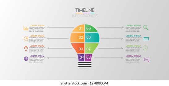 vector illustration Infographic design template with icons and 8 options or steps. Can be used for process, presentations, layout, banner,info graph. 