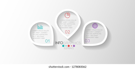 vector illustration Infographic design template with icons and 3 options or steps. Can be used for process, presentations, layout, banner,info graph. 
