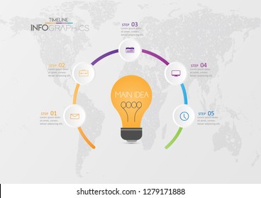 vector illustration Infographic design template with icons and 5 options or steps. Can be used for process,diagram,presentations, layout, banner,info graph.