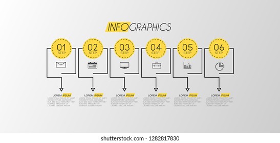 vector illustration Infographic design template with icons and 6 options or steps. Can be used for process, presentations, layout, banner,info graph. 