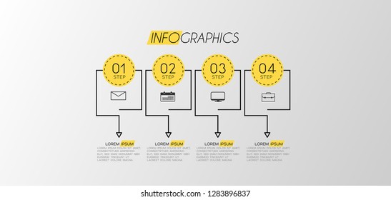 vector illustration Infographic design template with icons and 4 options or steps. Can be used for process, presentations, layout, banner,info graph. 