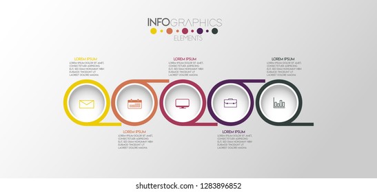 vector illustration Infographic design template with icons and 5 options or steps. Can be used for process, presentations, layout, banner,info graph. 