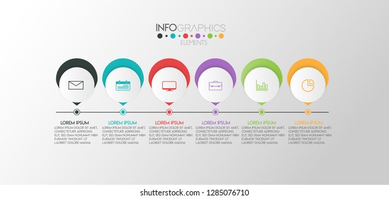 vector illustration Infographic design template with icons and 6 options or steps. Can be used for process, presentations, layout, banner,info graph. 