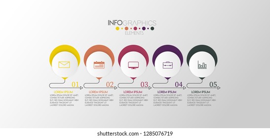 vector illustration Infographic design template with icons and 5 options or steps. Can be used for process, presentations, layout, banner,info graph. 