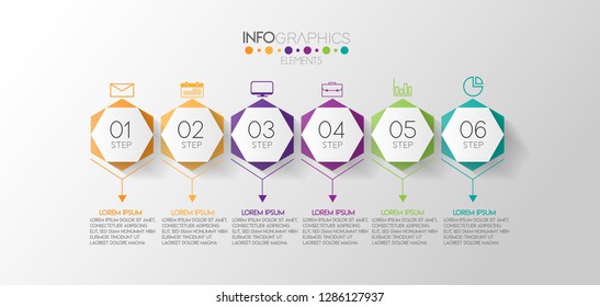 vector illustration Infographic design template with icons and 6 options or steps. Can be used for process, presentations, layout, banner,info graph. 