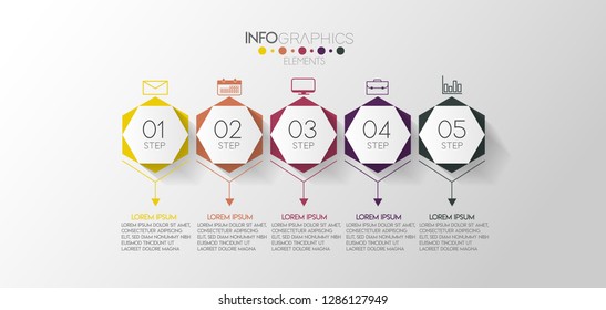 vector illustration Infographic design template with icons and 5 options or steps. Can be used for process, presentations, layout, banner,info graph. 