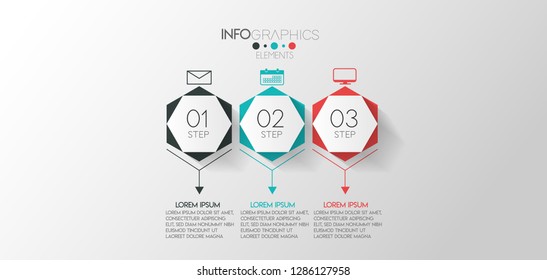 vector illustration Infographic design template with icons and 3 options or steps. Can be used for process, presentations, layout, banner,info graph. 