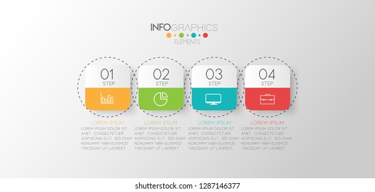vector illustration Infographic design template with icons and 4 options or steps. Can be used for process, presentations, layout, banner,info graph. 