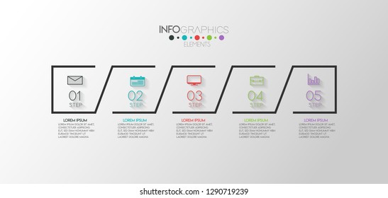 vector illustration Infographic design template with icons and 5 options or steps. Can be used for process, presentations, layout, banner,info graph. 