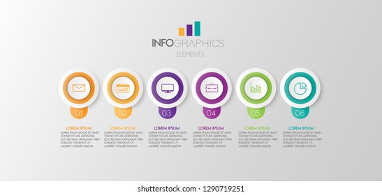 vector illustration Infographic design template with icons and 6 options or steps. Can be used for process, presentations, layout, banner,info graph. 