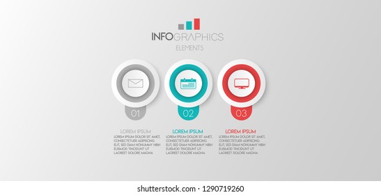 vector illustration Infographic design template with icons and 3 options or steps. Can be used for process, presentations, layout, banner,info graph. 