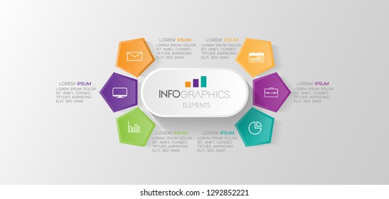vector illustration Infographic design template with icons and 6 options or steps. Can be used for process, presentations, layout, banner,info graph. 
