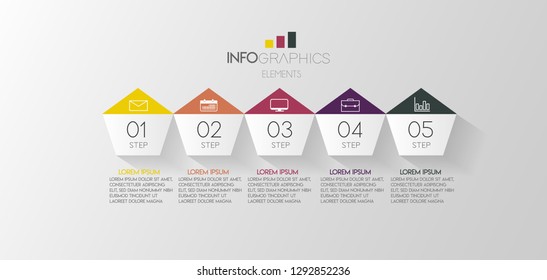vector illustration Infographic design template with icons and 5 options or steps. Can be used for process, presentations, layout, banner,info graph. 