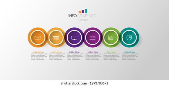 vector illustration Infographic design template with icons and 6 options or steps. Can be used for process, presentations, layout, banner,info graph. 