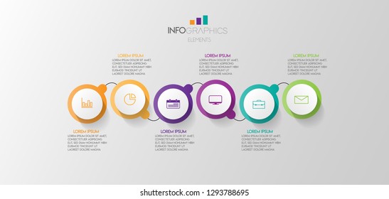 vector illustration Infographic design template with icons and 6 options or steps. Can be used for process, presentations, layout, banner,info graph. 