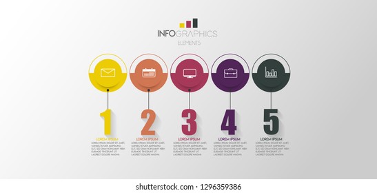 vector illustration Infographic design template with icons and 5 options or steps. Can be used for process, presentations, layout, banner,info graph. 